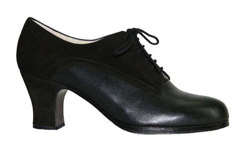 Chaussure de danse flamenco professionnelle avec bride à la cheville, cuir et daim