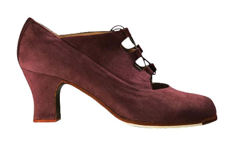 Chaussure de danse flamenco professionnelle en daim bordeaux