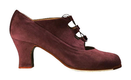 Chaussure de danse flamenco professionnelle en daim bordeaux