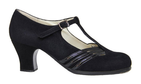 Chaussure de danse flamenco professionnelle en daim et cuir verni