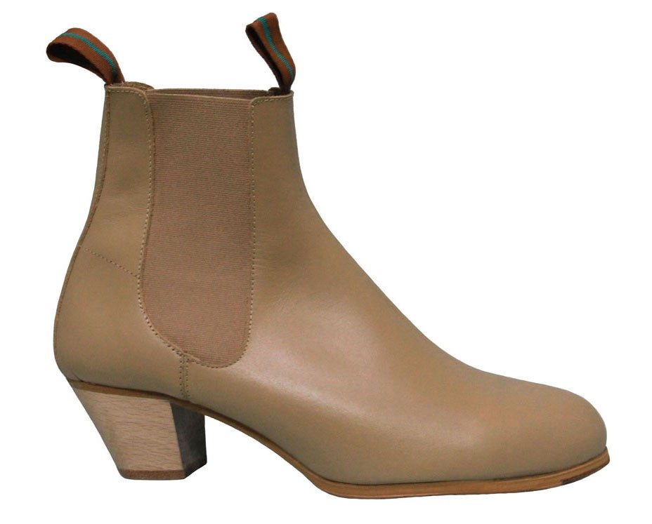Bottes flamenco en cuir beige