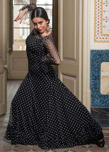 Robe Flamenco Carcans en Tulle Imprimé Noir