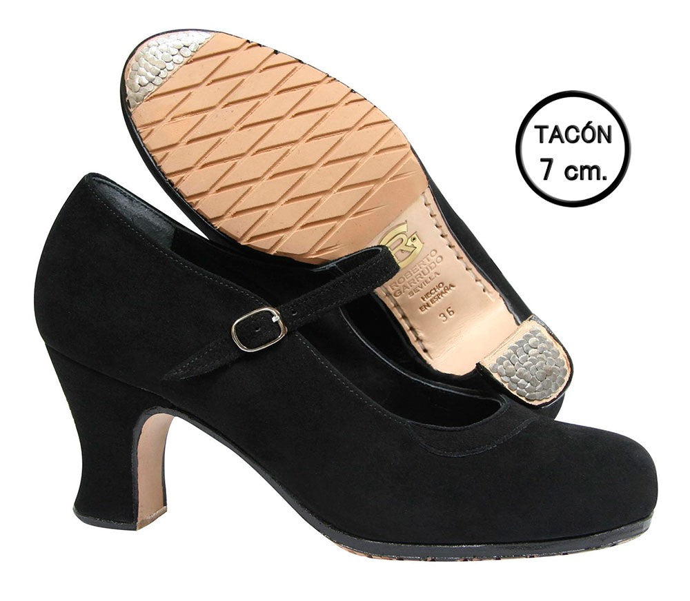 Zapato de baile flamenco profesional piel de ante negro