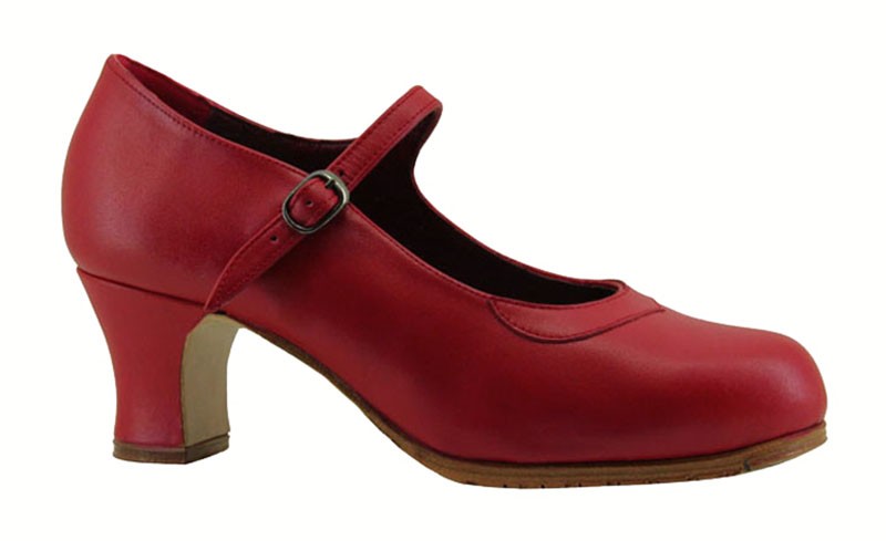 Zapato de baile flamenco profesional piel rojo