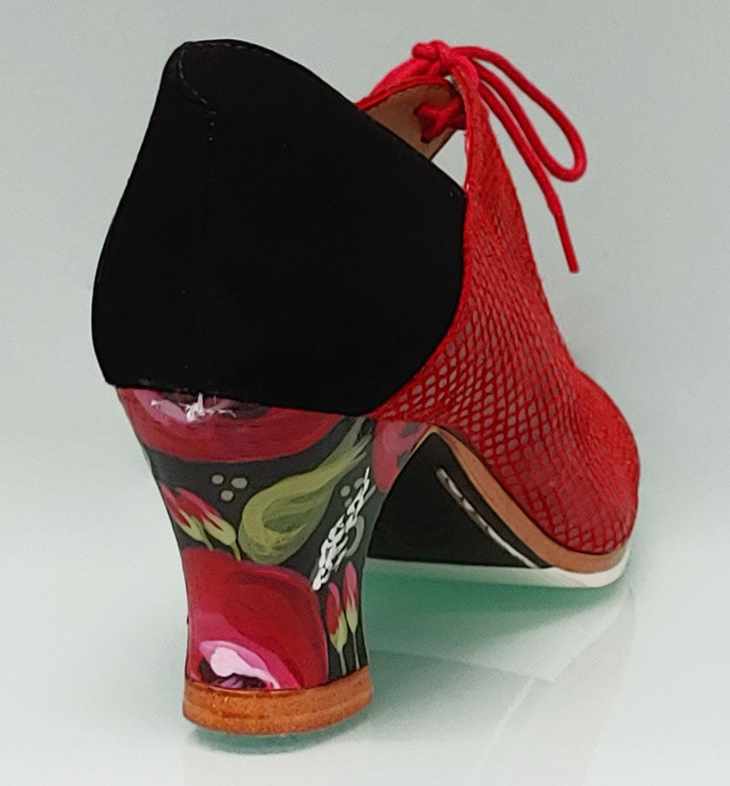 Chaussure de danse flamenco professionnelle combinée rouge et noir