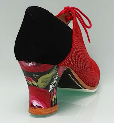 Zapato de baile flamenco profesional combinado  Rojo y Negro