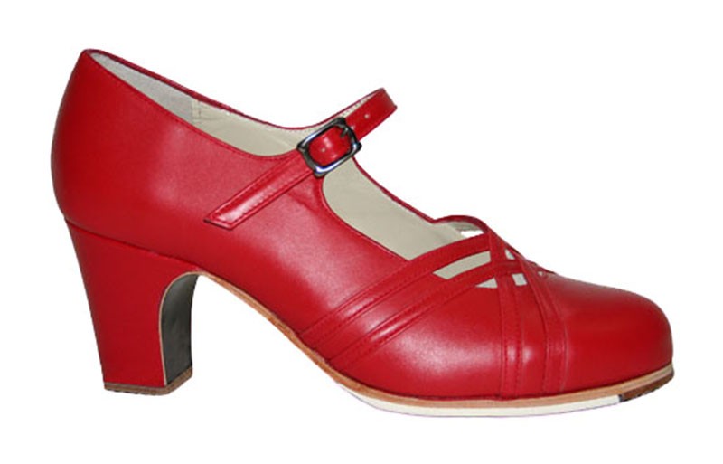 Zapato de Baile Flamenco Profesional Piel Rojo
