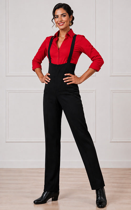 Pantalon de flamenco noir pour homme avec bretelles élastiques