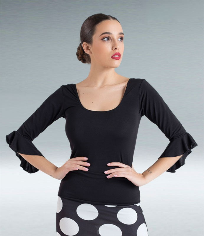 Top Flamenco Punto Licra Negro