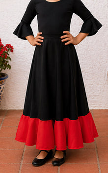 Black and red flamenco skirt for girls