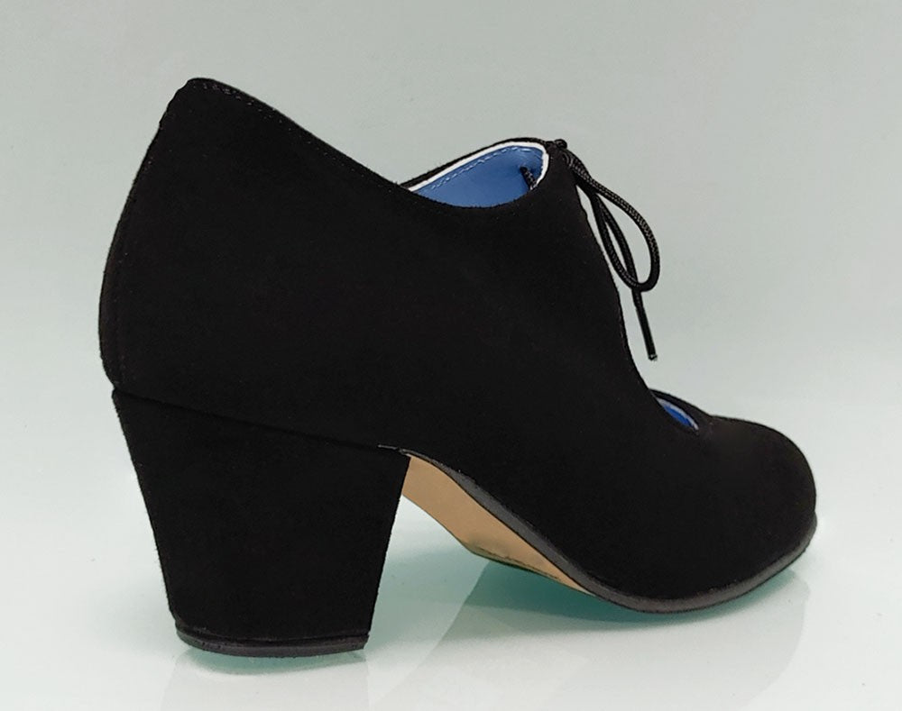 Chaussure de danse flamenco semi-professionnelle en daim noir et talon cubain