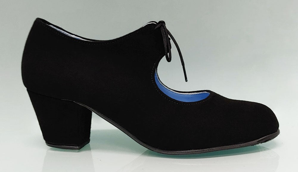 Chaussure de danse flamenco semi-professionnelle en daim noir et talon cubain