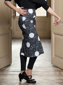Falda Flamenco Corta Fantasía Negro Con Lunares Estampados