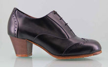 Zapato de baile flamenco profesional piel negro y cordones