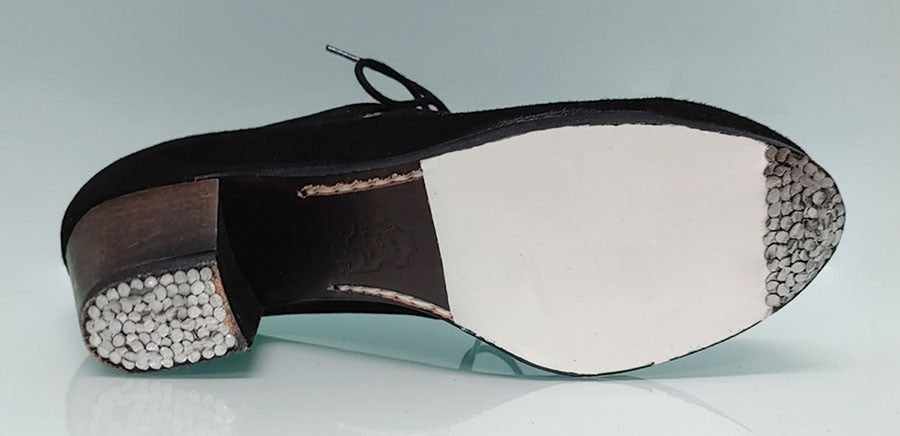 Zapato de Baile Flamenco Profesional Ante Negro Con Cordones