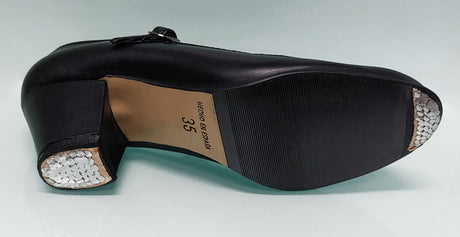 Chaussure de danse semi-professionnelle en cuir noir avec boucle et talon cubain