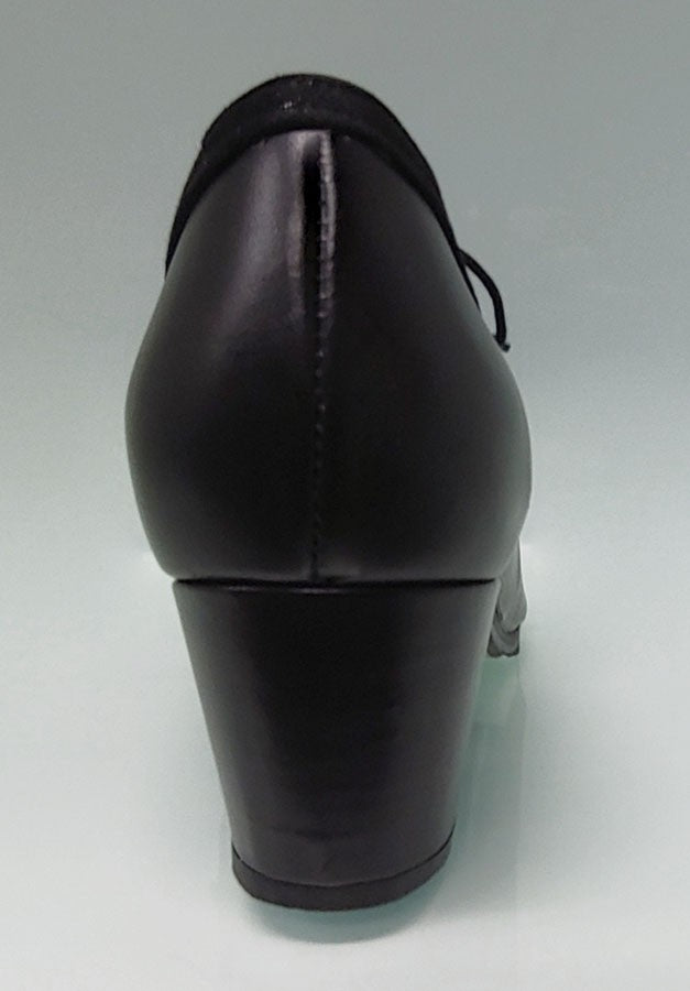 Zapato de Baile Flamenco Profesional Piel y Ante Negro