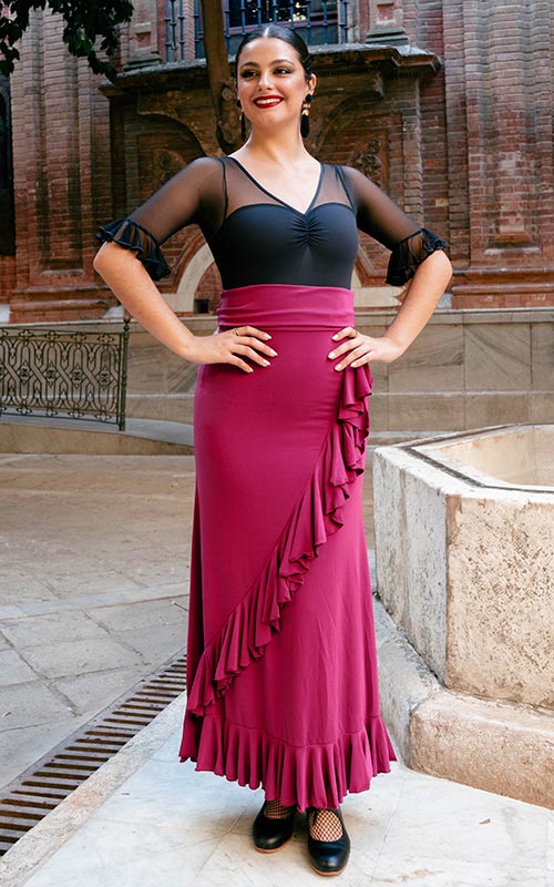 Jupe flamenco, coloris Valoria, mûre
