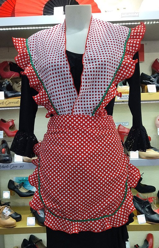 Conjunto Delantal y Mantoncillo Flamenco  con Lunares.