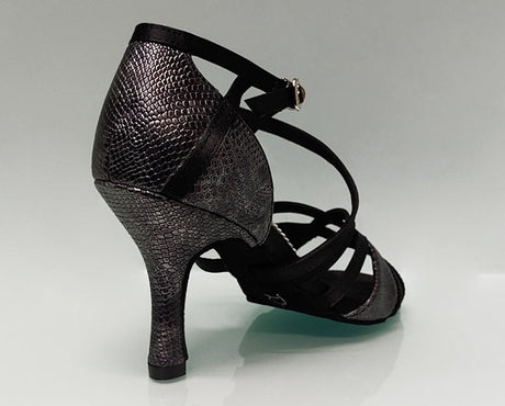 Chaussure de danse de salon combinée noire et fantaisie