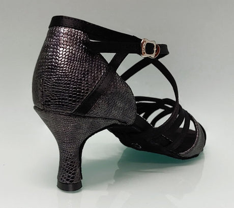 Chaussure de danse de salon combinée noire et fantaisie