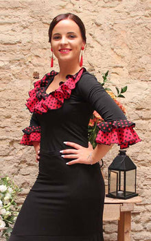 Top flamenco negro volantes lunares