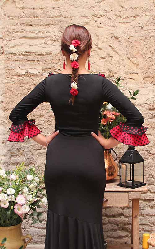 Top flamenco negro volantes lunares