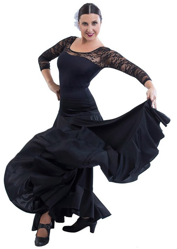 Falda flamenco negra de capa y volante