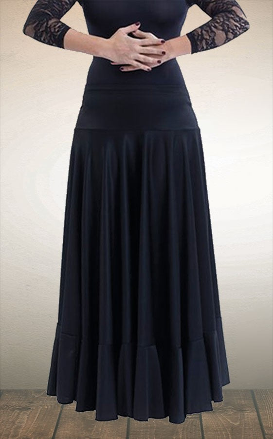 Falda flamenco negra de capa y volante