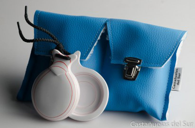 Castañuela capricho blanco veteado rojo caja doble