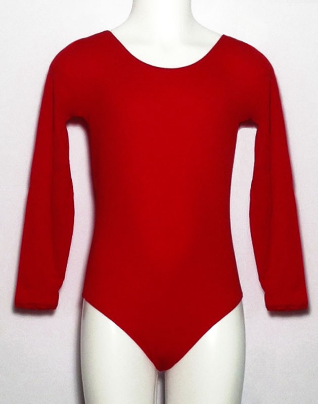 Maillot rouge à manches longues pour fille