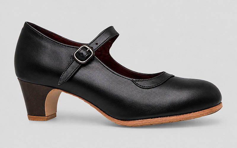Chaussure de danse flamenco professionnelle, cuir noir