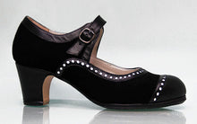 Chaussure de danse flamenco professionnelle en daim noir et cuir