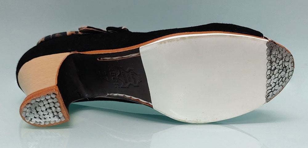 Zapato de Baile Flamenco Profesional Ante Negro y Animal Print