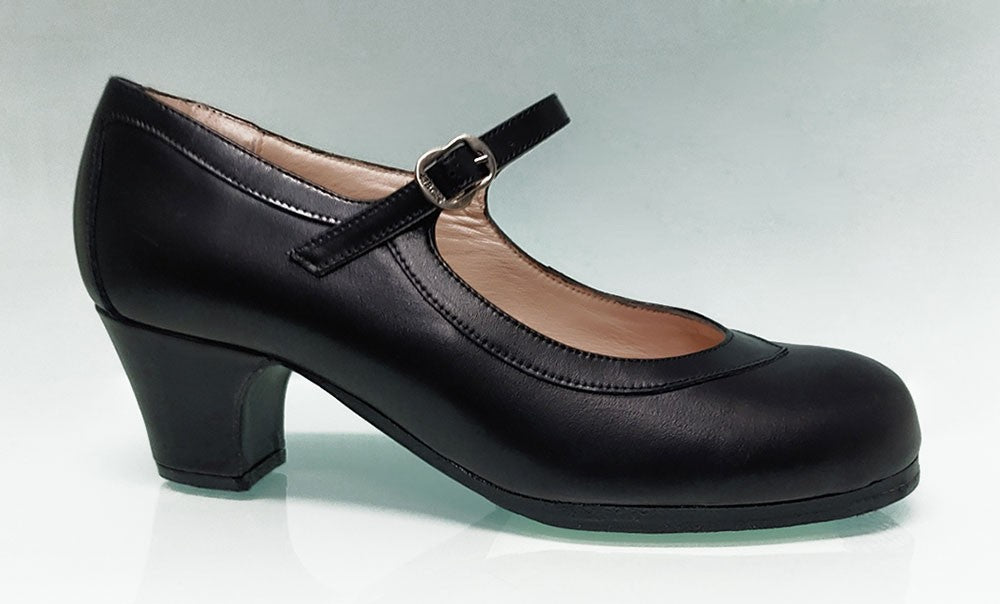 Zapato de Baile Flamenco Profesional piel negro 5 cm.