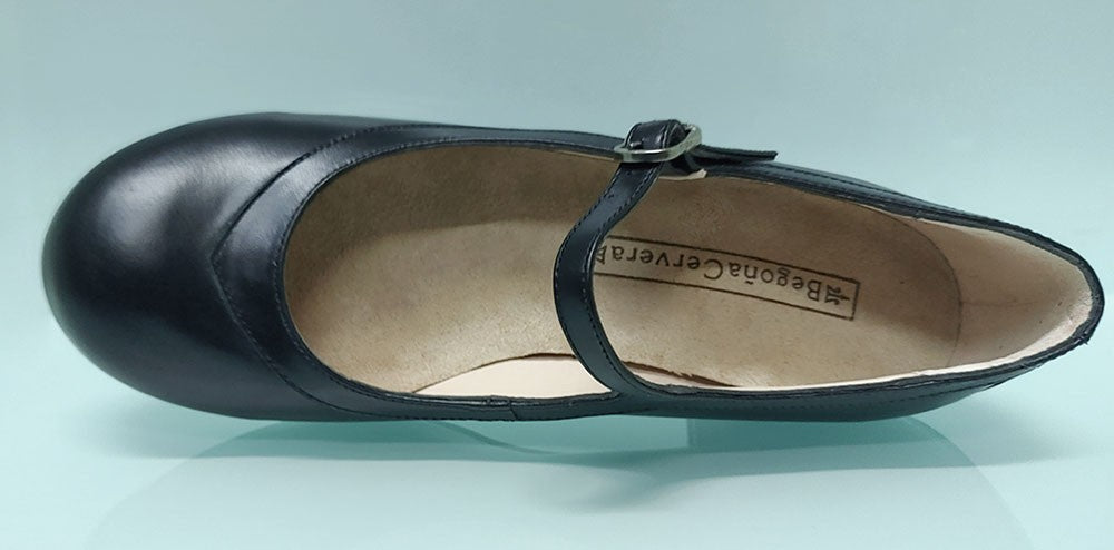 Zapato de Baile Flamenco Profesional piel negro 5 cm.