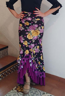 Falda Flamenco Estampada de Flores y Lunares