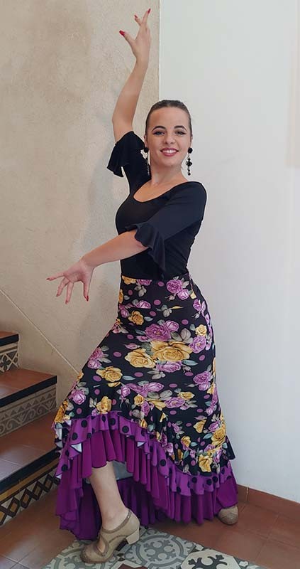 Falda Flamenco Estampada de Flores y Lunares