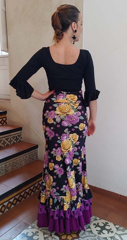 Falda Flamenco Estampada de Flores y Lunares