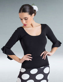 Top flamenco punto licra negro