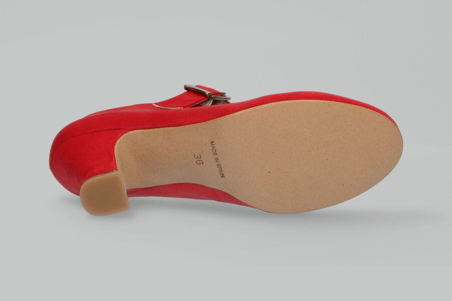 Flamenco Suede Red With Wide Buckle