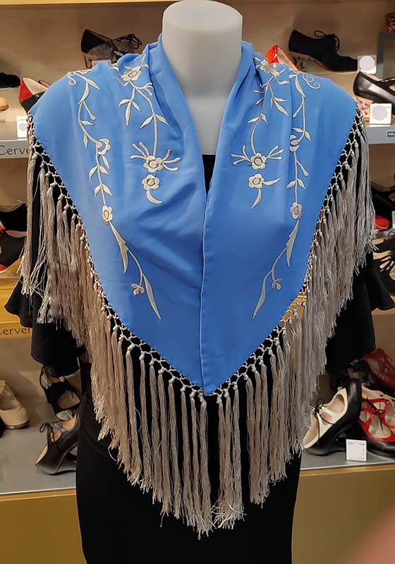 Châle Ducado Brodé Fleurs Beiges 130 cm.