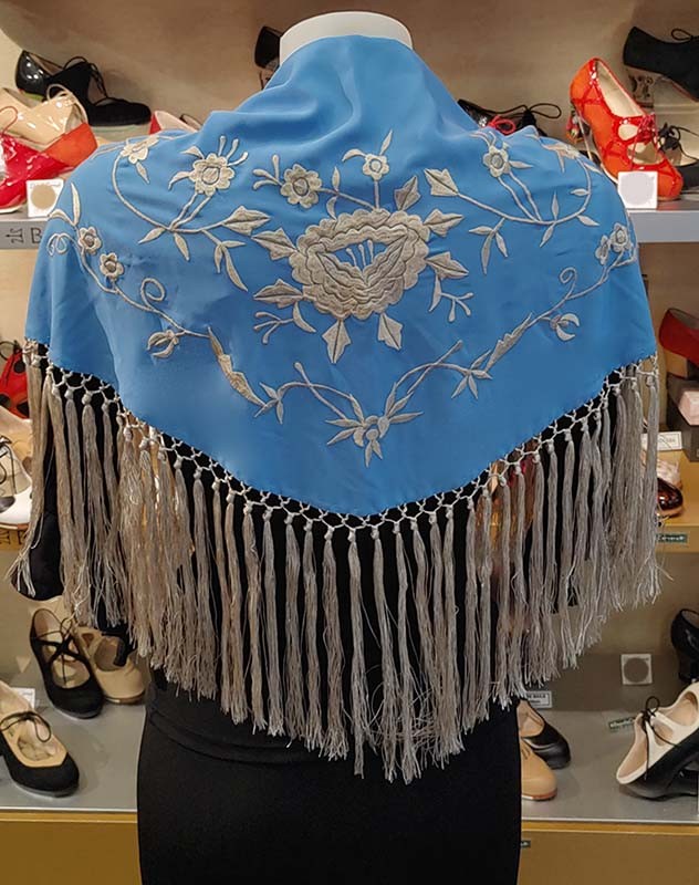 Châle Ducado Brodé Fleurs Beiges 130 cm.