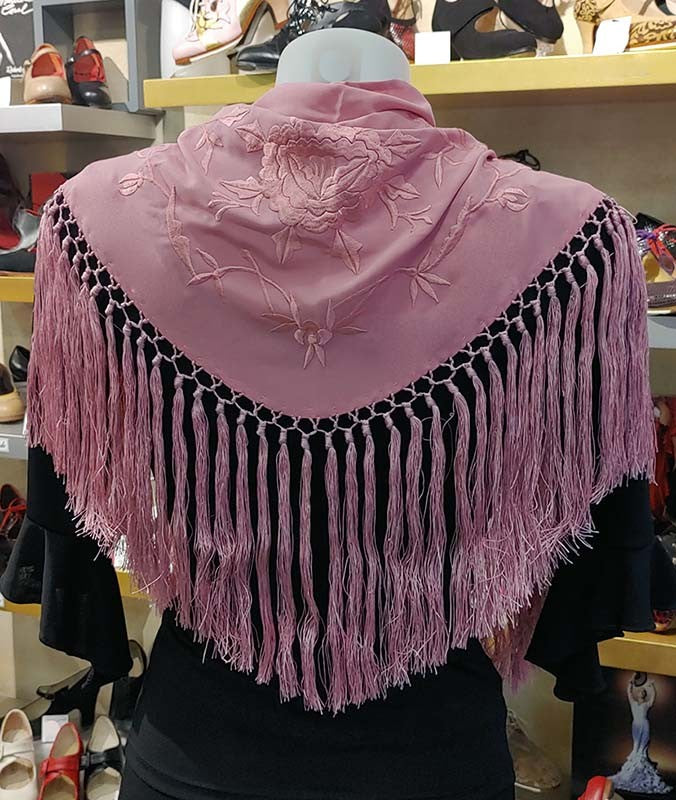 Châle de maquillage brodé avec fleurs de maquillage 130 cm.