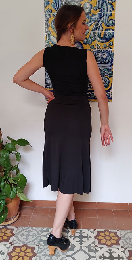 Jupe courte de flamenco en tricot lycra noir