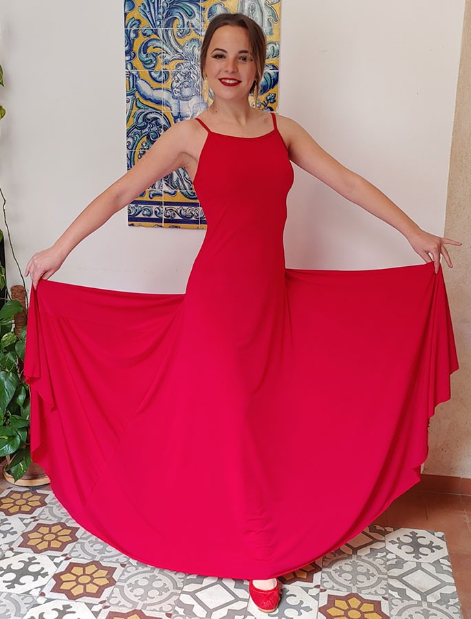 Robe de flamenco basique rouge russe