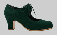 Zapato de baile flamenco profesional ante verde botella