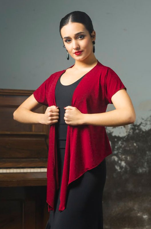 Cardigan flamenco grenat à manches courtes