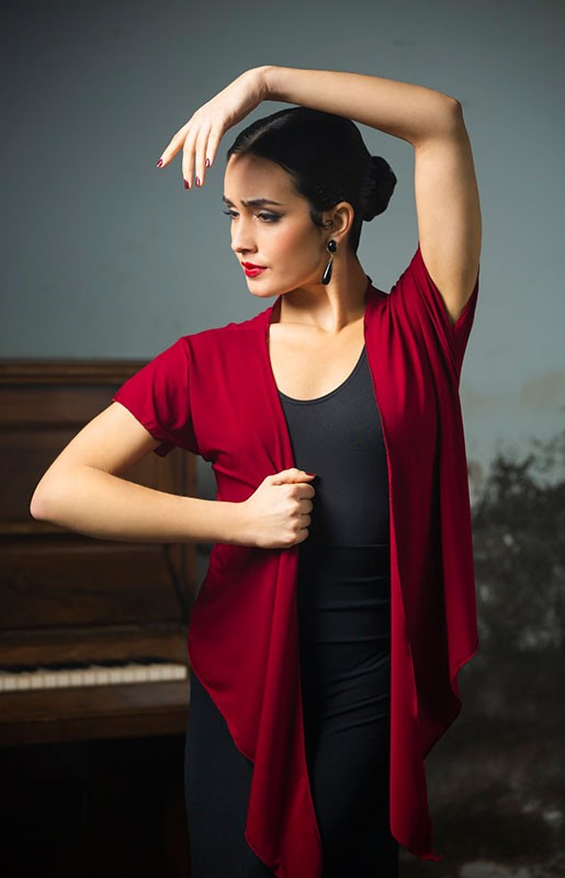 Cardigan flamenco grenat à manches courtes