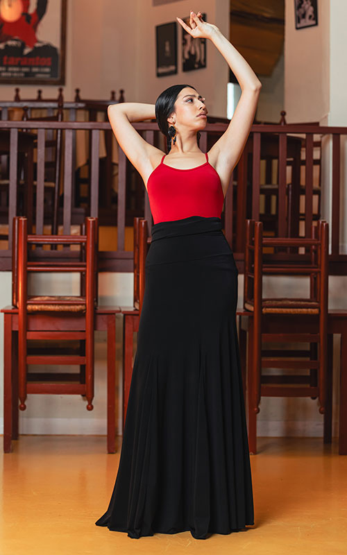 Vestido-Falda flamenco Farolillo de punto elástico anudado al cuello varios colores